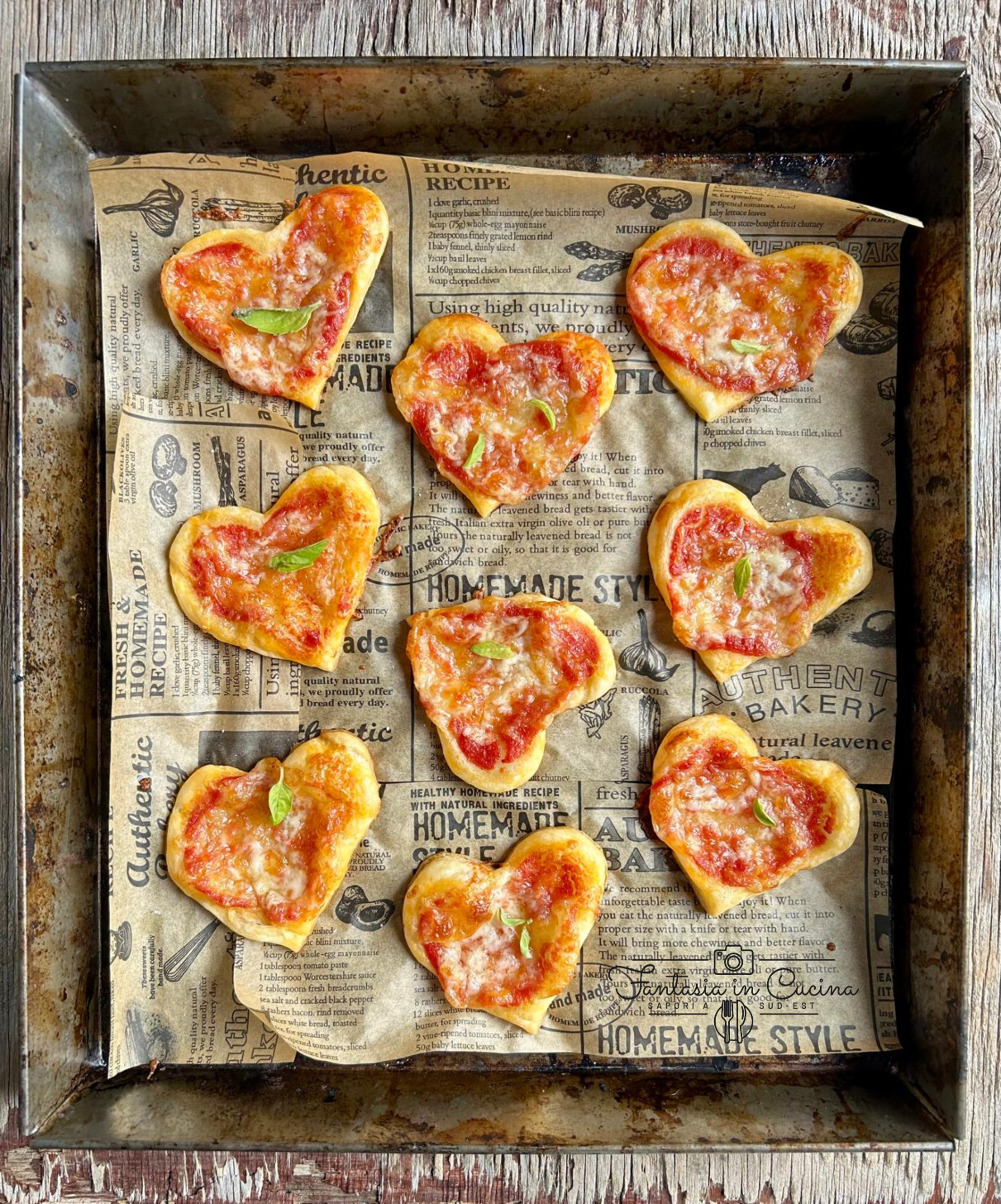 Pizzette a cuore con pasta sfoglia pronte in 10 minuti