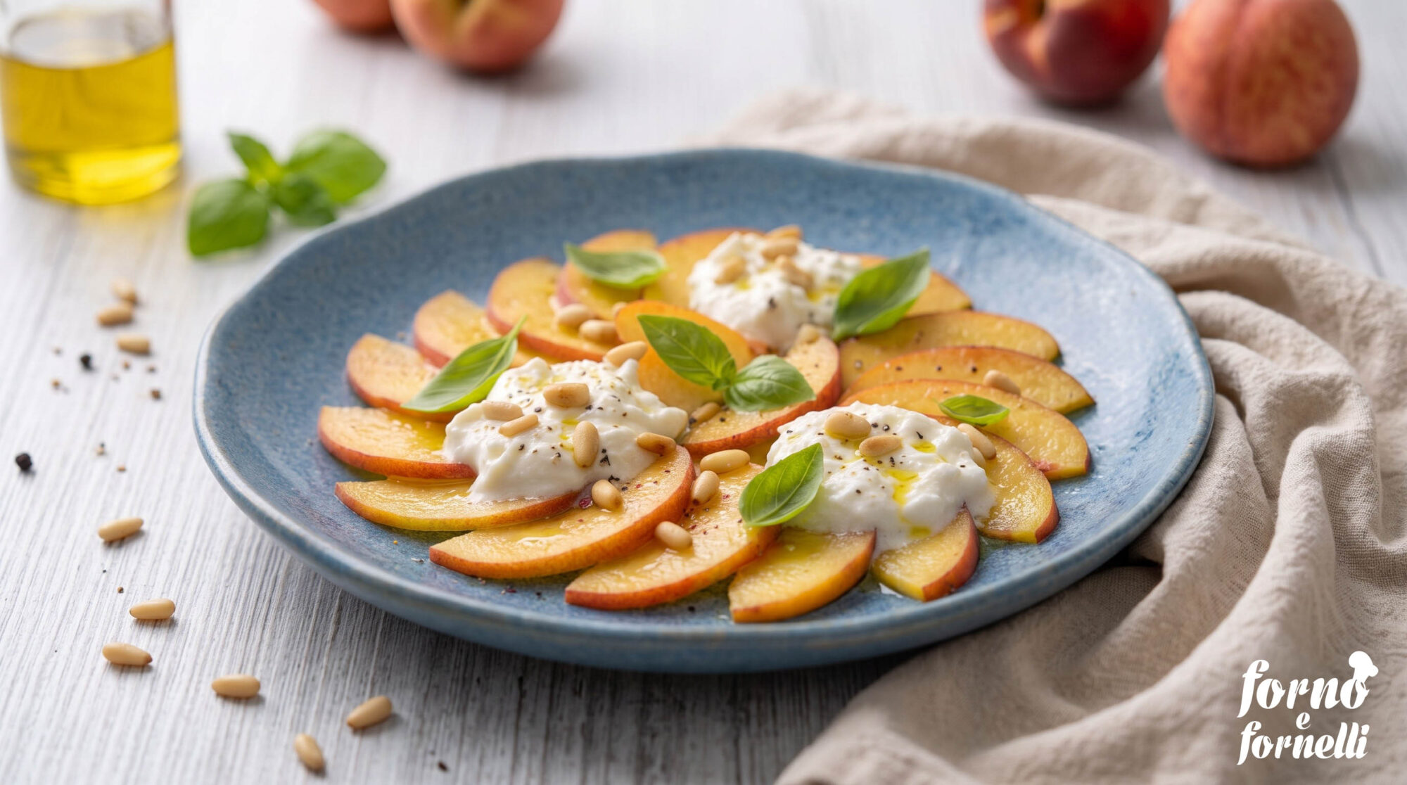 carpaccio di pesche e burrata