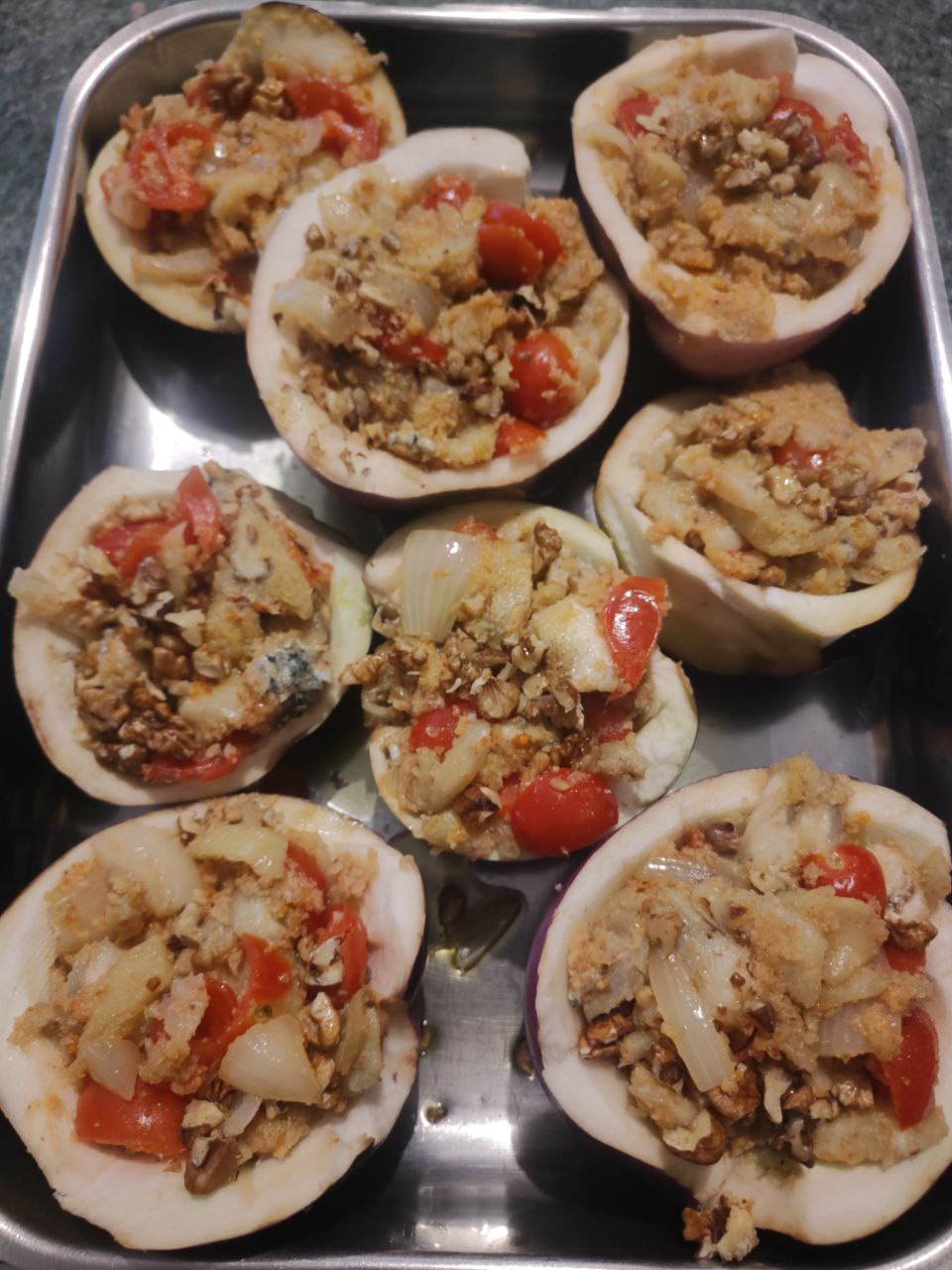 Melanzane con gorgonzola e noci