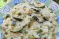 Risotto con zucchine salsiccia e gorgonzola