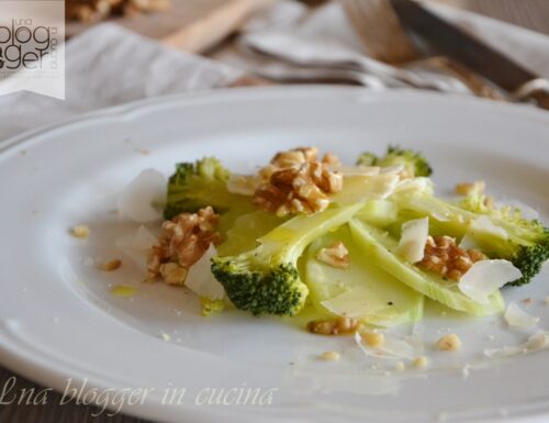 Insalata di gambi di broccolo con noci e grana