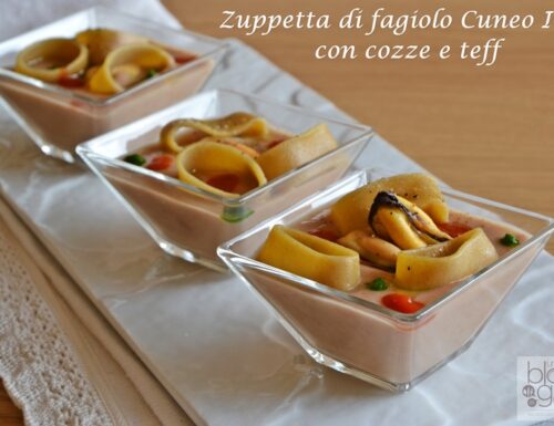 Zuppetta di fagiolo Cuneo IGP con cozze e teff