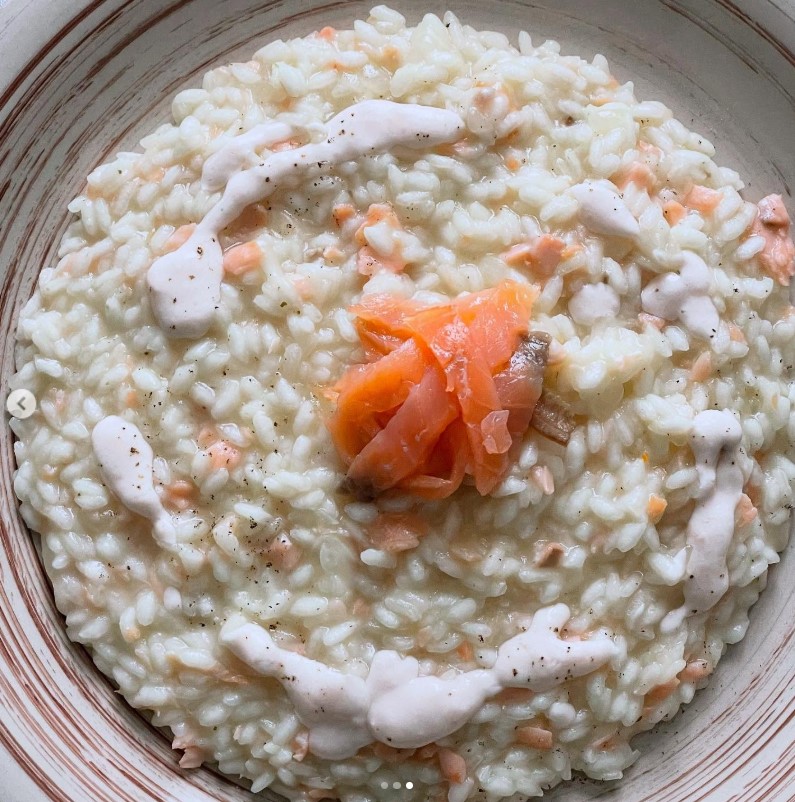 Risotto al salmone con crema di burrata