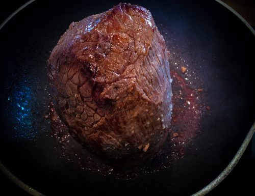 Roast beef cotto a bassa temperatura con riduzione di rucola