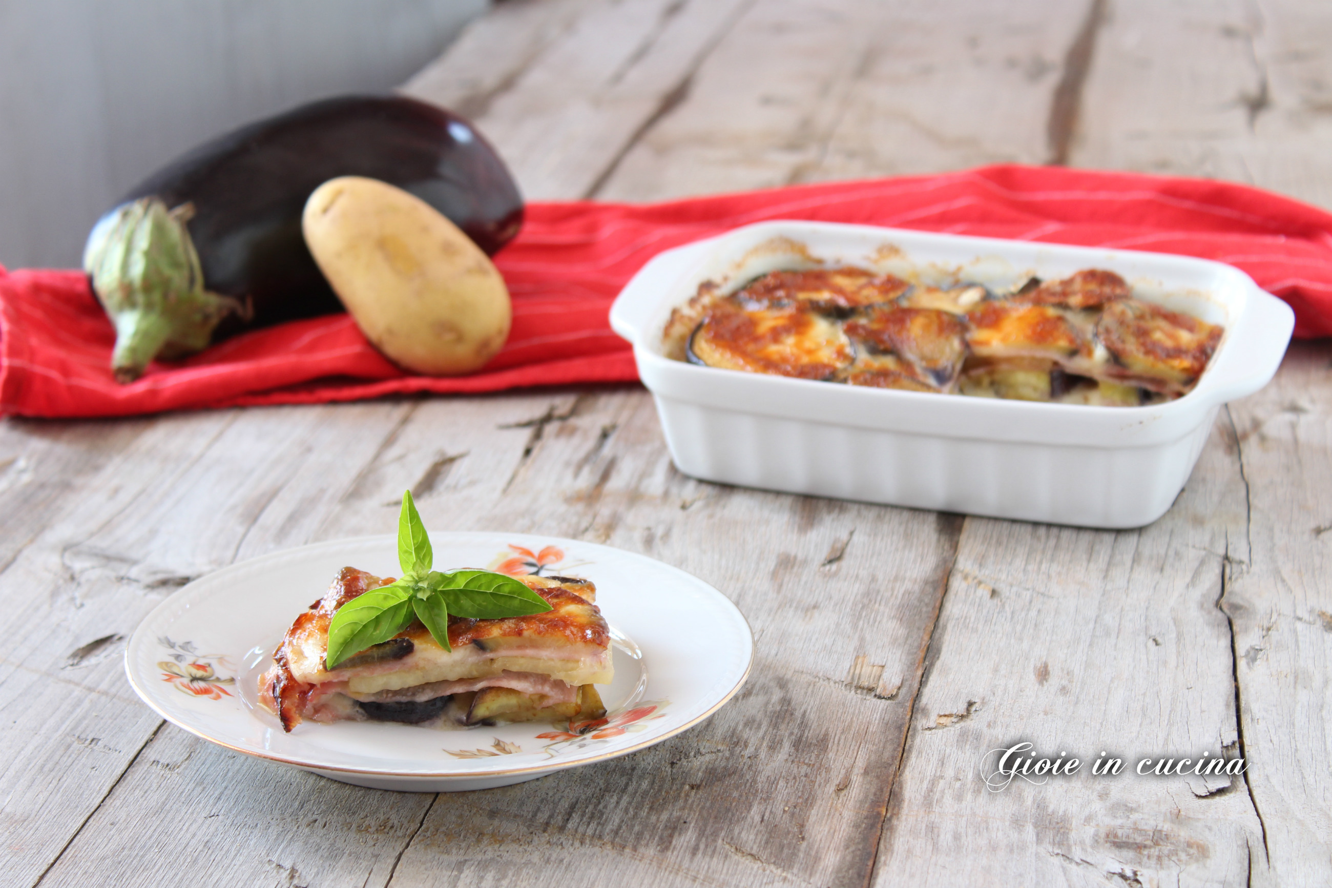 Parmigiana bianca di patate e melanzane