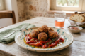 Polpette pugliesi piccanti con peperoni al forno
