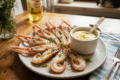 Scampi al vapore con maionese fatta in casa allo zenzero
