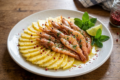 Gamberoni in marinata di ananas con salsa piperita