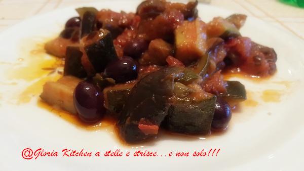 Melanzane e Zucchine con Olive e Capperi di Gloria KitchenUSA