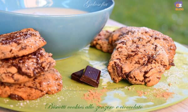 Biscotti cookies allo zenzero e cioccolato, ricetta semplice buonissima!