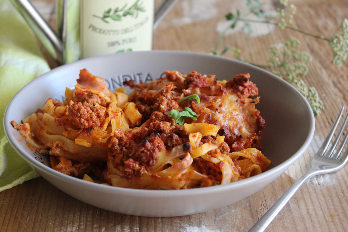 Nidi di tagliatella al forno