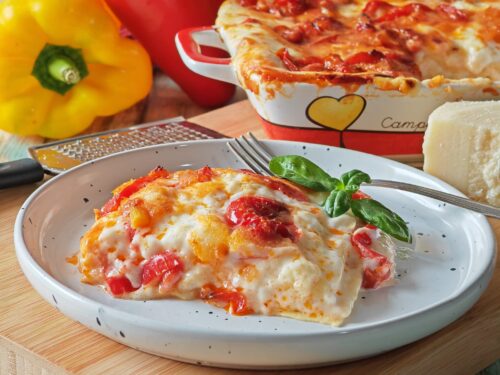 Lasagne al forno con peperoni