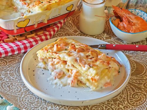 Lasagne salmone e gamberetti