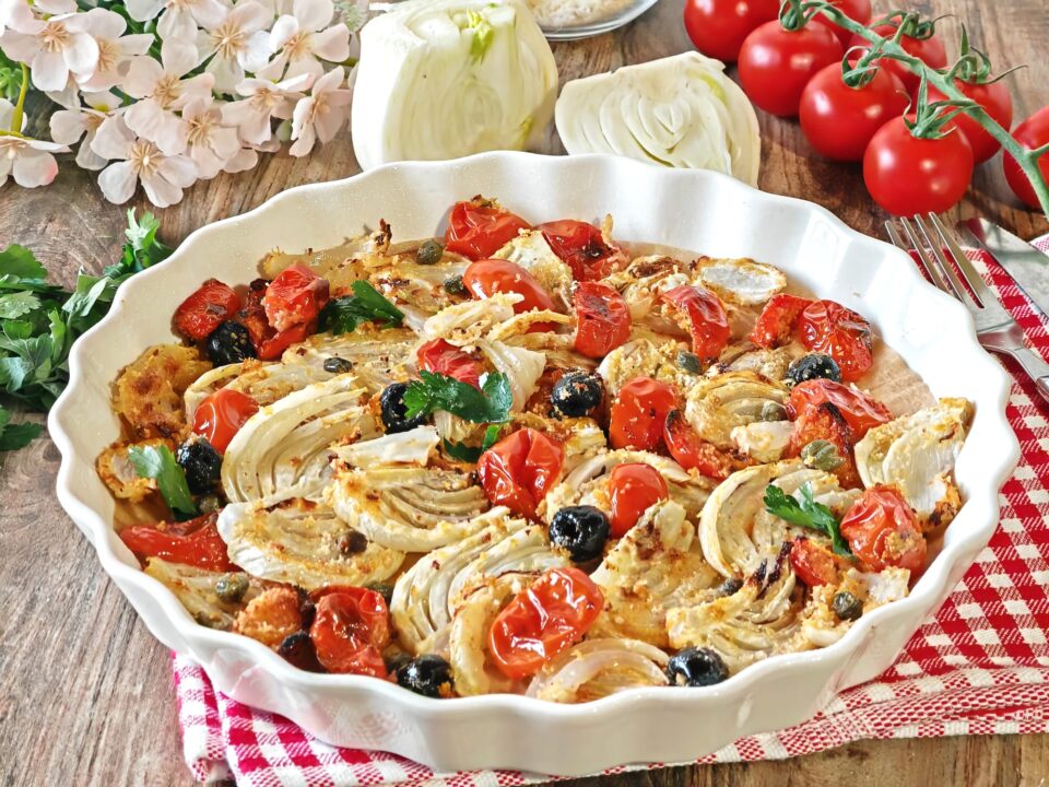 Finocchi gratinati alla mediterranea
