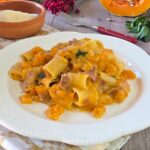Pasta con zucca speck e gorgonzola cremosissima