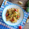 Pasta con zucchine pancetta e provola