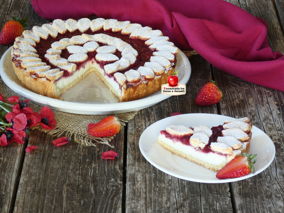 crostata con ricotta e fragole Annamaria tra forno e fornelli orizzontale