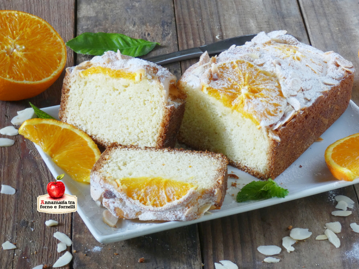 plumcake all'arancia e mandorle o