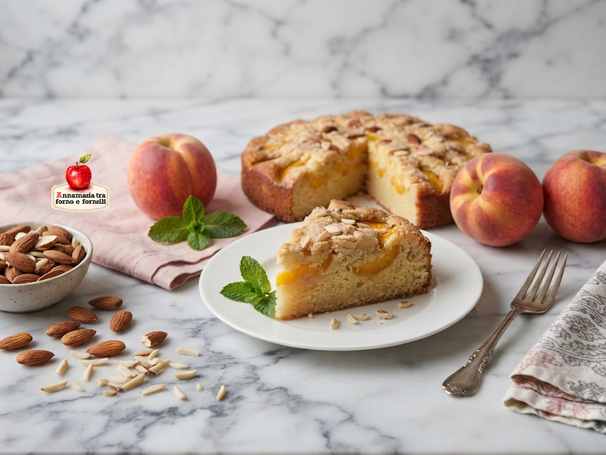 torta alle pesche e mandorle