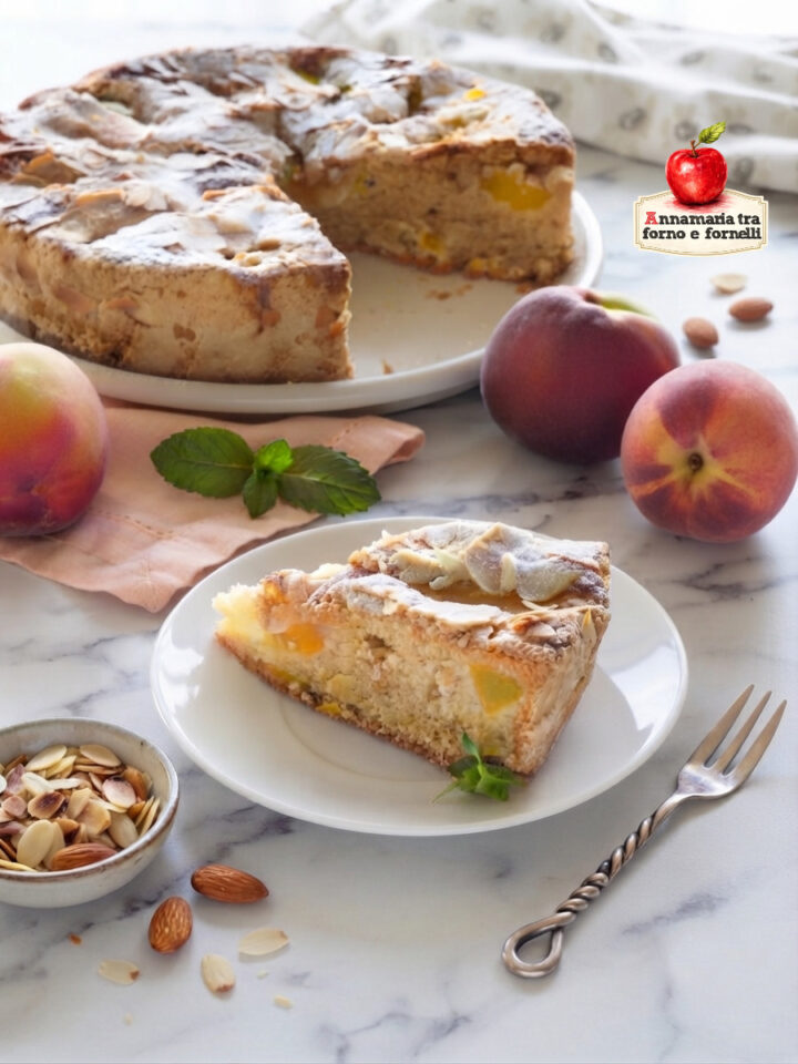 torta alle pesche e mandorle