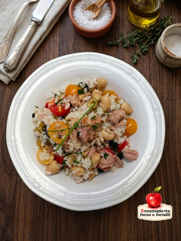 riso freddo con tonno fagioli e pomodorini