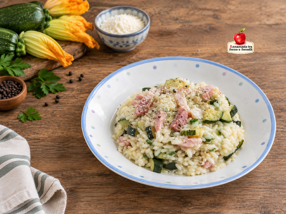 risotto con zucchine e pancetta cremoso