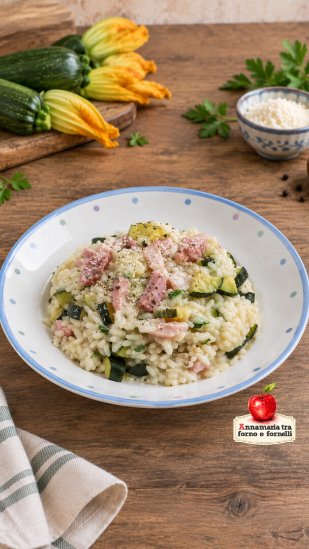 risotto con zucchine e pancetta cremoso