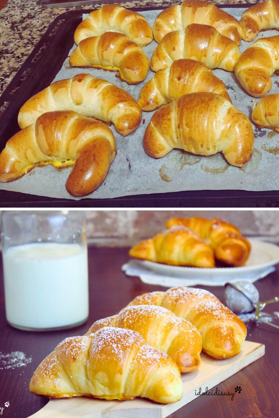 Brioches fatte in casa soffici e fragranti appena sfornate