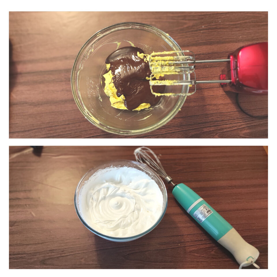 cioccolato fuso unito alla crema di burro e tuorli