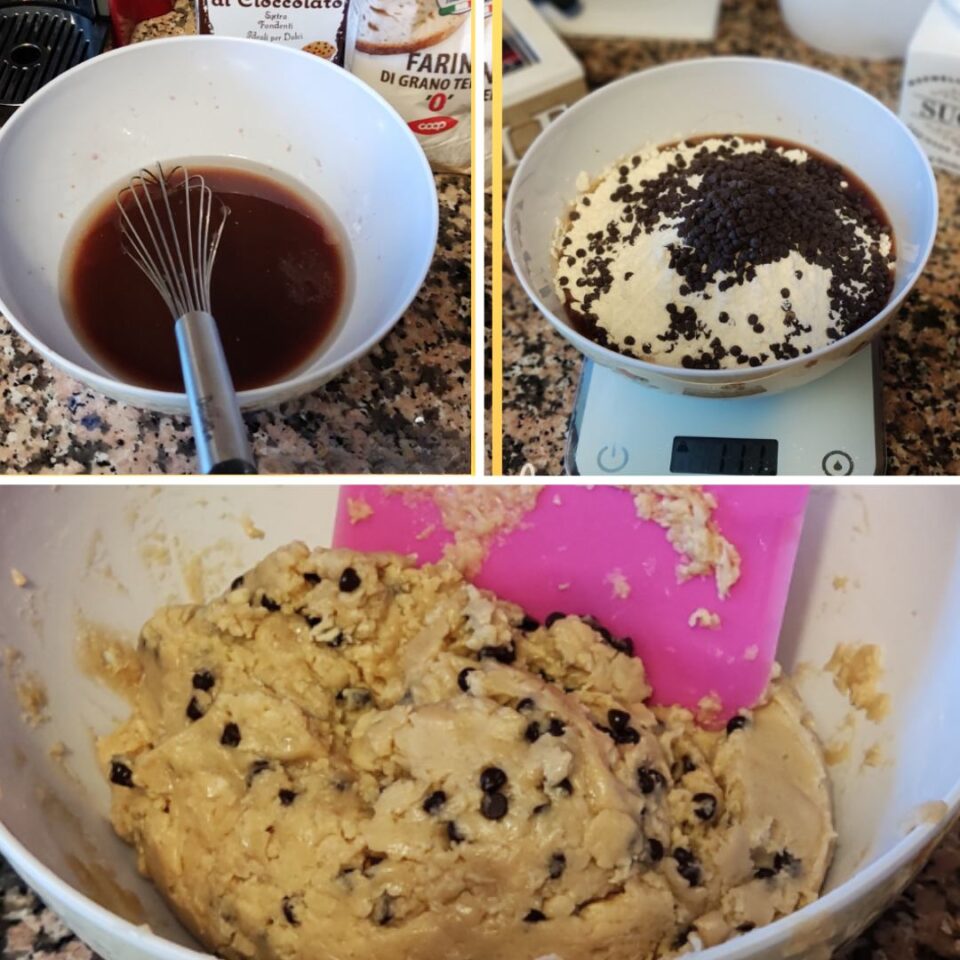 preparazione delle ciambelline al vino con cioccolato
