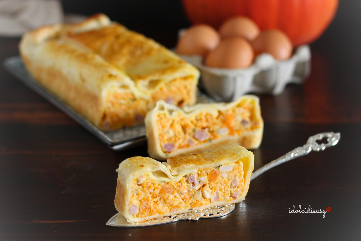 idolcidisusy Plumcake salato di sfoglia zucca e pancetta