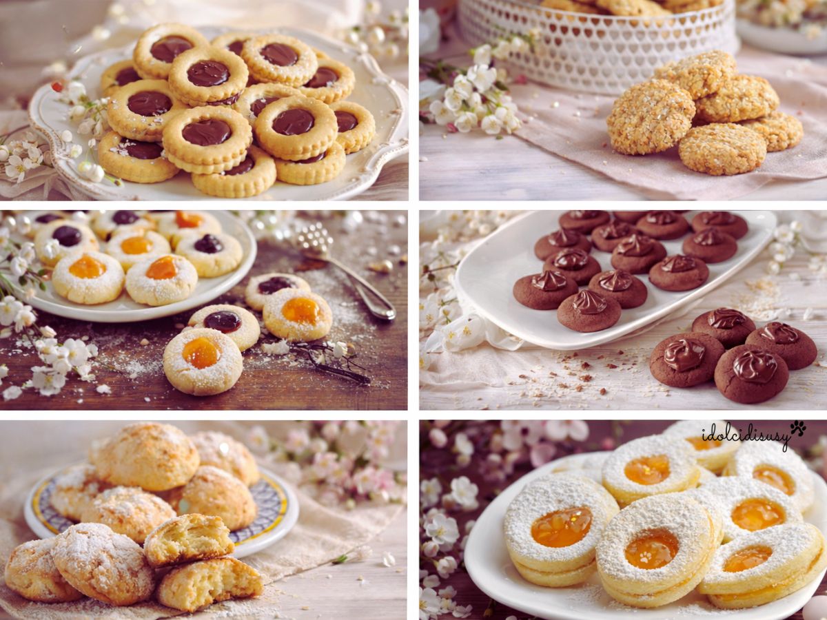 Ricette di biscotti facili e veloci fatti in casa assortimento di biscotti con marmellata cacao e zucchero a velo