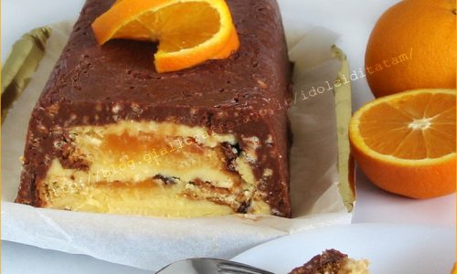 Torta scrigno alla arancia con guscio al cioccolato croccante