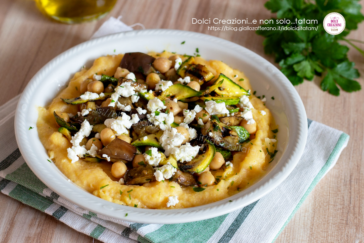 Verdure grigliate ceci e polenta