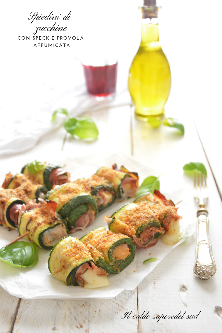 Spiedini di zucchine con speck e provola affumicata