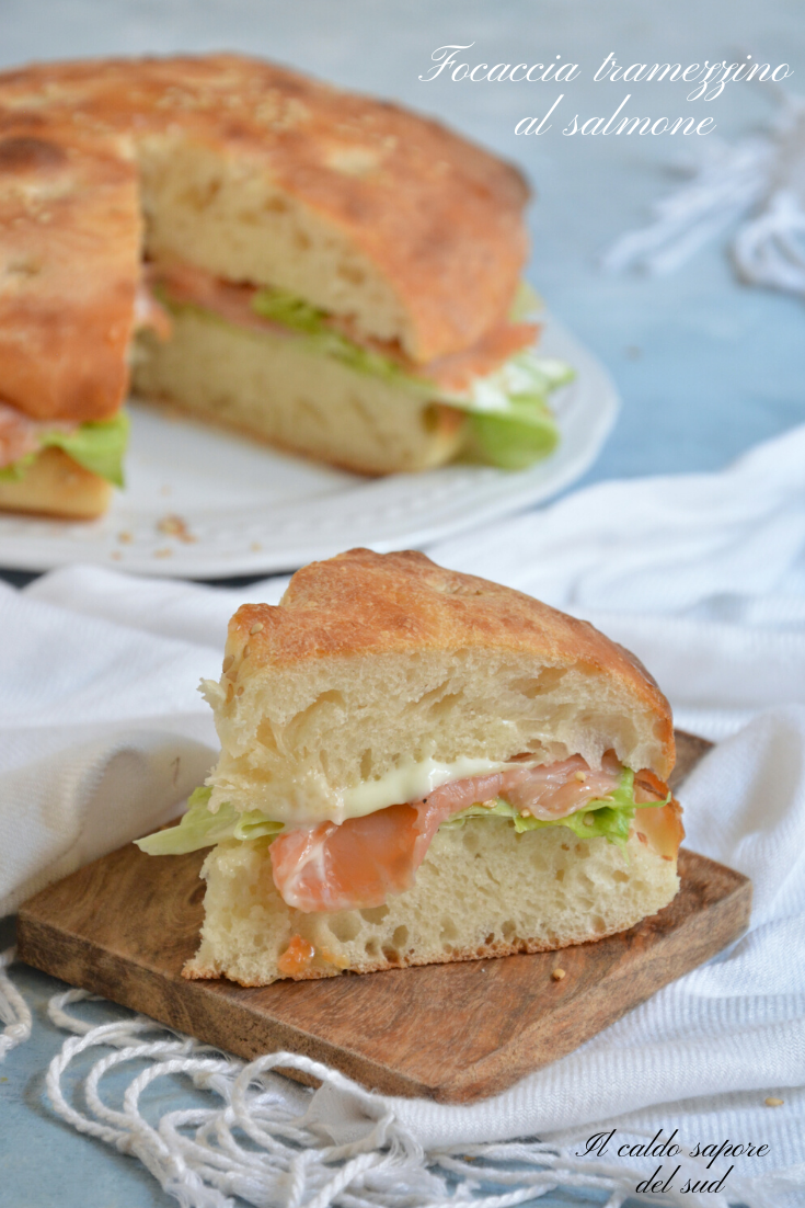 Focaccia tramezzino sofficissima al salmone