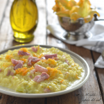 Risotto con fiori di zucca e pancetta