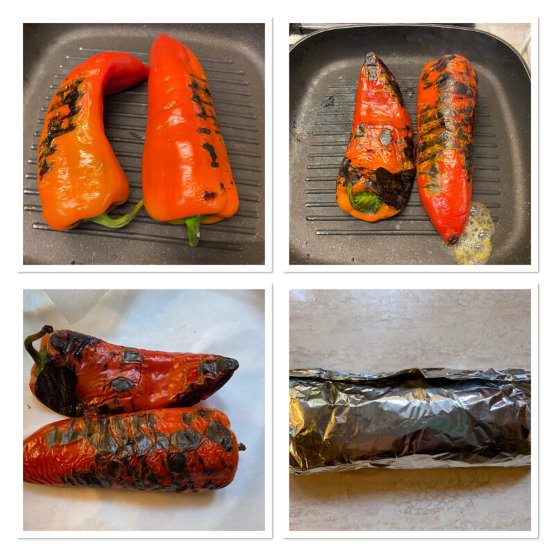 Insalata di peperoni arrostiti salmone e avocado