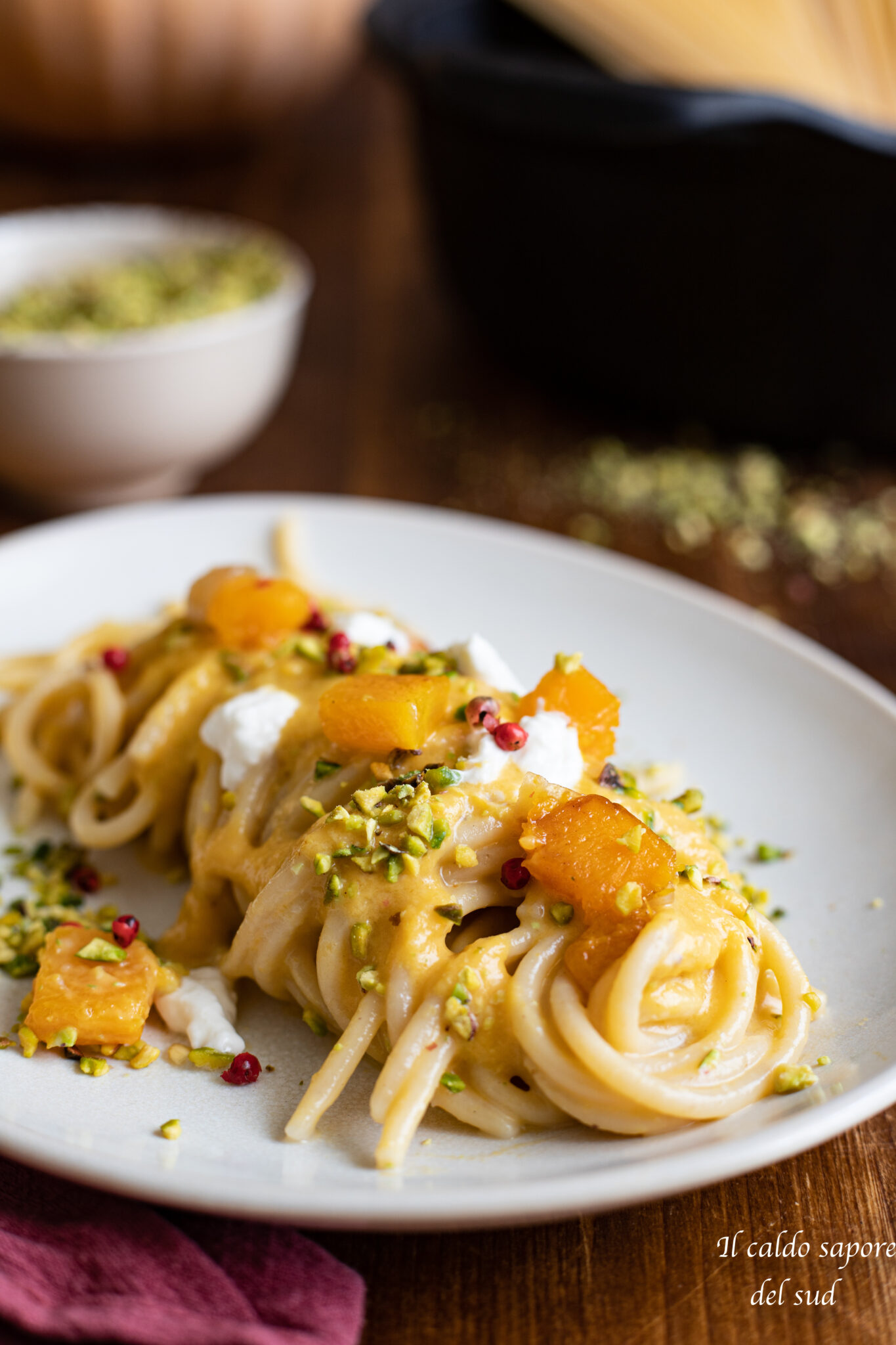 Pasta con crema di zucca e burrata - Blog di Il caldo sapore del sud