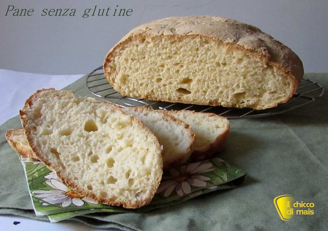 Pane senza glutine con folding nella ciotola il chicco di mais