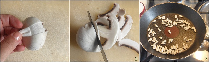 Insalata di funghi crudi con grana e pinoli ricetta il chicco di mais 1 tagliare i funghi sottili