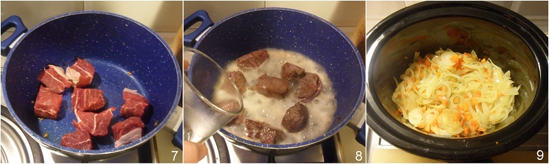 Genovese nella pentola slow cooker della salsa genovese napoletana ragù con carne sfilacciata e cipolle il chicco di mais 3 rosolare la carne