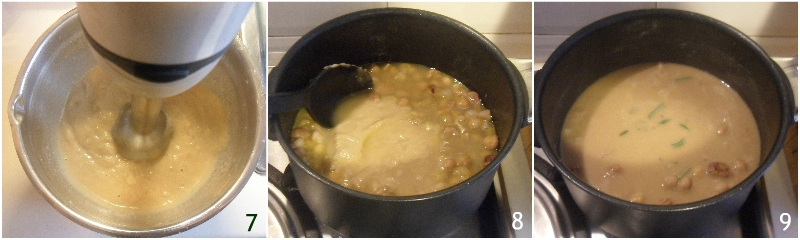 zuppa di castagne e ceci cremosa ricetta vegetariana vegana il chicco di mais frullare parte della zuppa