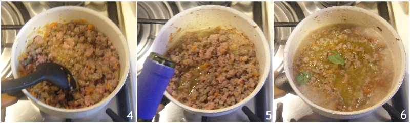tagliatelle al ragù bianco ricetta facile sugo di carne senza pomodoro il chicco di mais 2 sfumare la carne con il vino