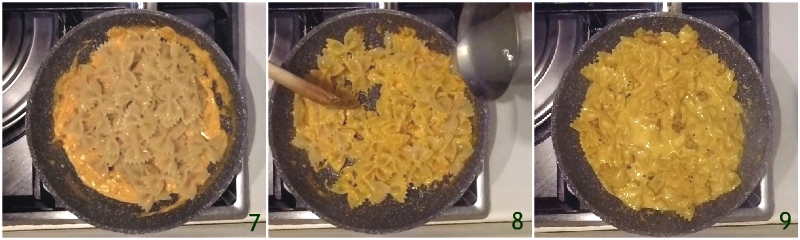 farfalle pancetta e zafferano cremose con panna ricetta facile e veloce il chicco di mais 3 mantecare la pasta