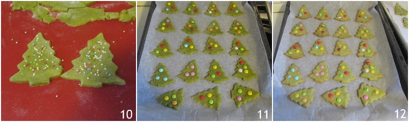 biscotti albero di Natale con frolla verde al the matcha e smarties ricetta anche senza glutine il chicco di mais 4 cuocere i biscotti