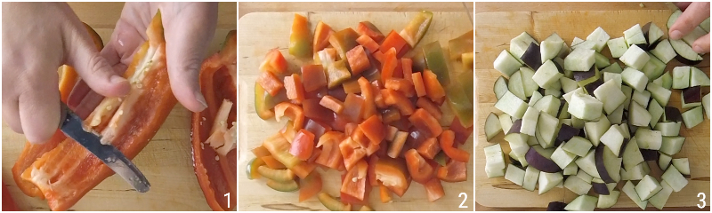 caponata senza frittura ricetta light caponata siciliana con peperoni e melanzane il chicco di mais 1 tagliare melanzane e peperoni