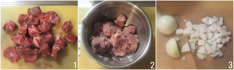 Gulasch o gulash nella slow cooker ricetta tirolese stufato di manzo con pentola a bassa temperatura il chicco di mais 1 infarinare carne