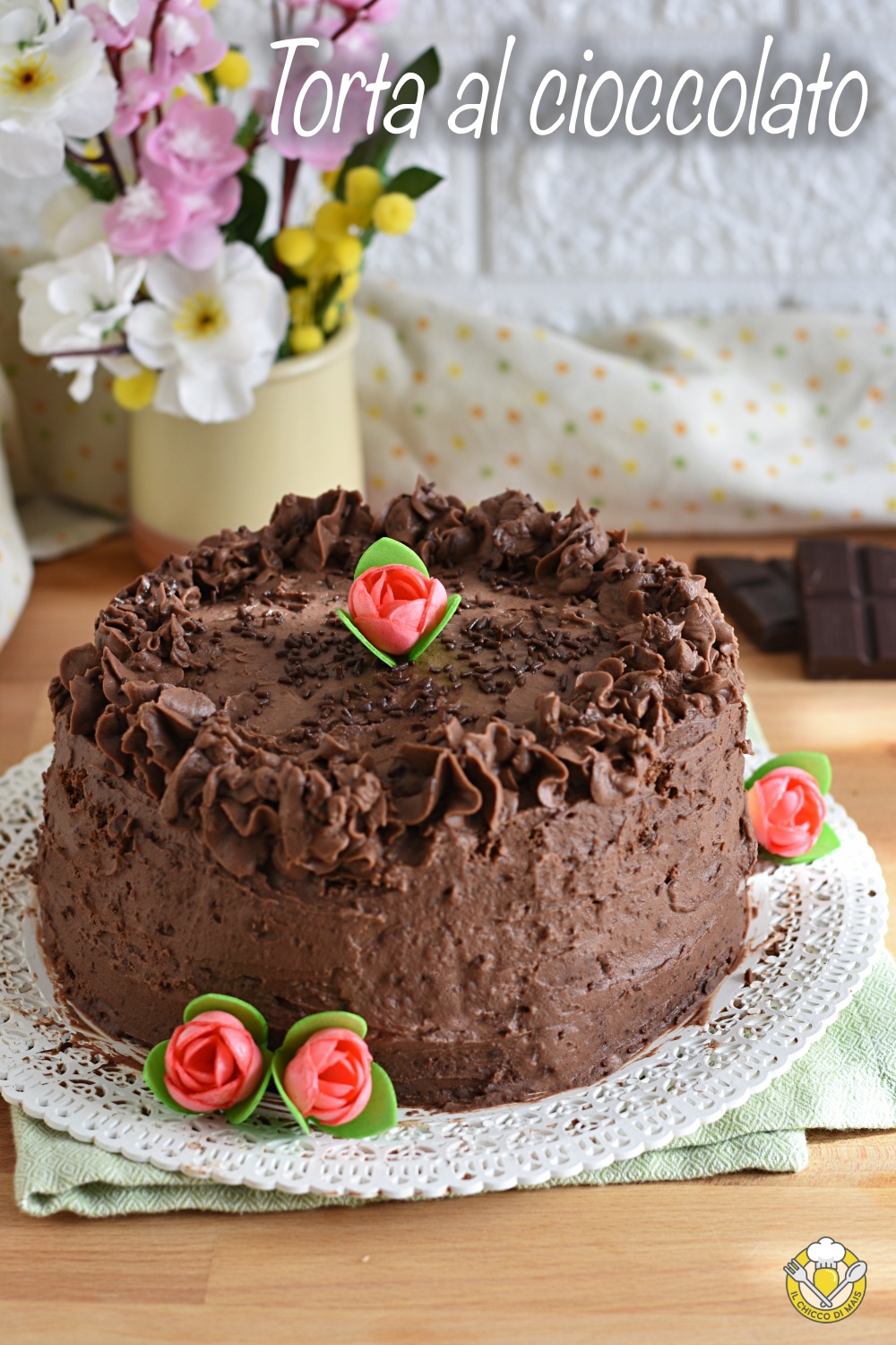 v_intera_ torta di compleanno al cioccolato ricetta facile torta farcita e decorata con crema al cioccolato il chicco di mais