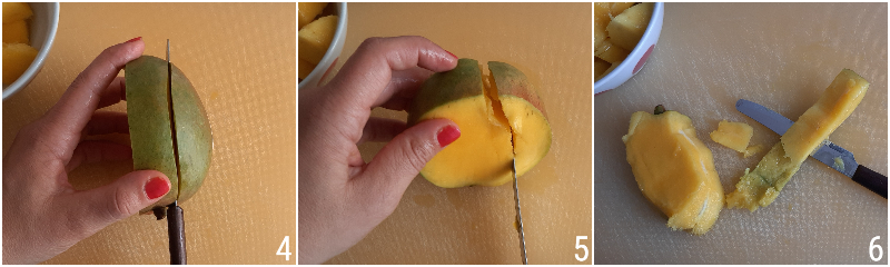 sorbetto al mango gelato al mango senza panna ricetta con gelatiera e senza gelatiera il chicco di mais 2 tagliare il mago a cubetti